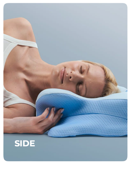 Side sleeping position on a contoured pillow