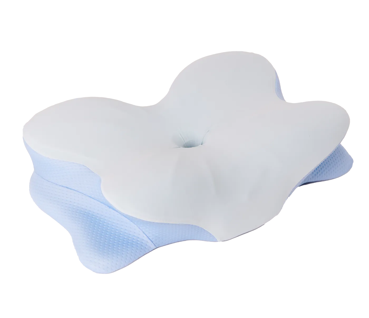 Angled cutout view of the butterfly-contour memory foam pillow